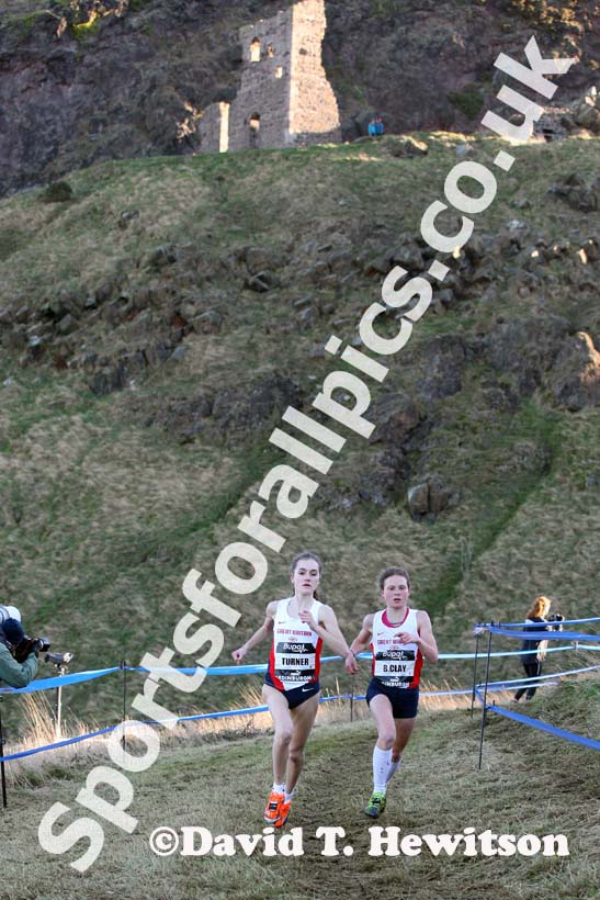 Lydia Turner and Bobby Clay in the junior womens 4k BUPA Great Edinburgh Cross Country. Photo: David T. Hewitson/Sports for All Pics